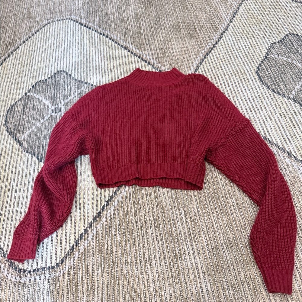 Zaful Red Cropped Knit Sweater